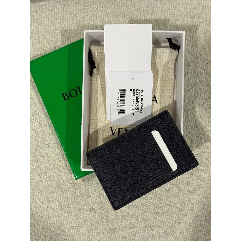 Bottega Veneta Men's Intrecciato Leather Card Case - Nocturnal Silver NWT
